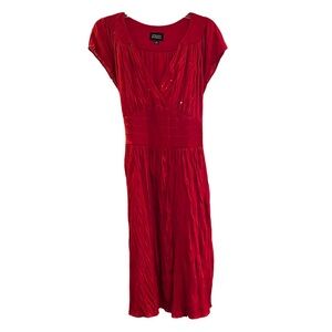 Adrianna Papell Short Sleeve Red Embroidered Sequin Dress New Size 12